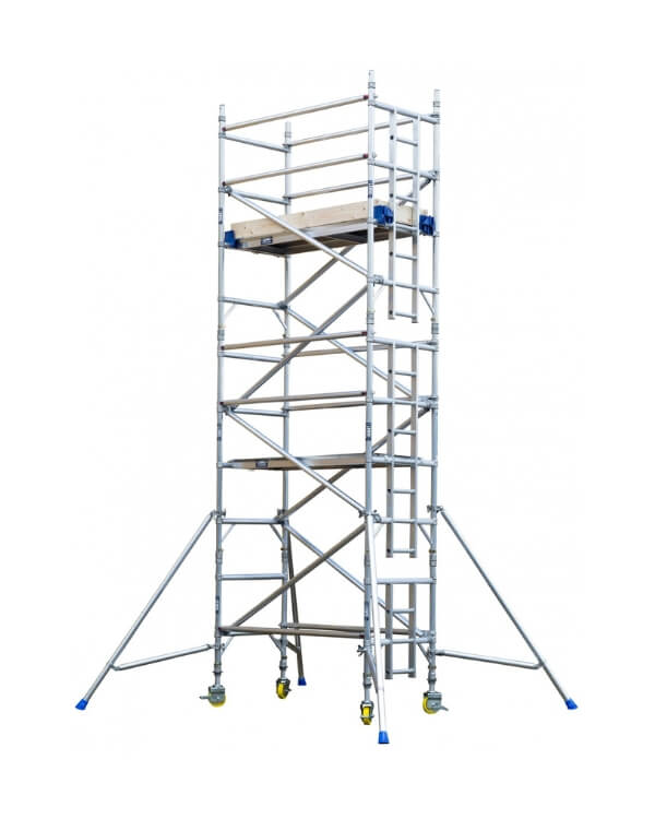 Access tower scaffolding at a construction project